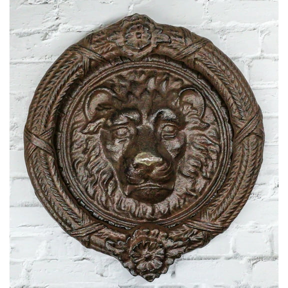 Heavy Cast Iron Rustic Royal Venetian Lion Head Round Decorative Door Knocker
