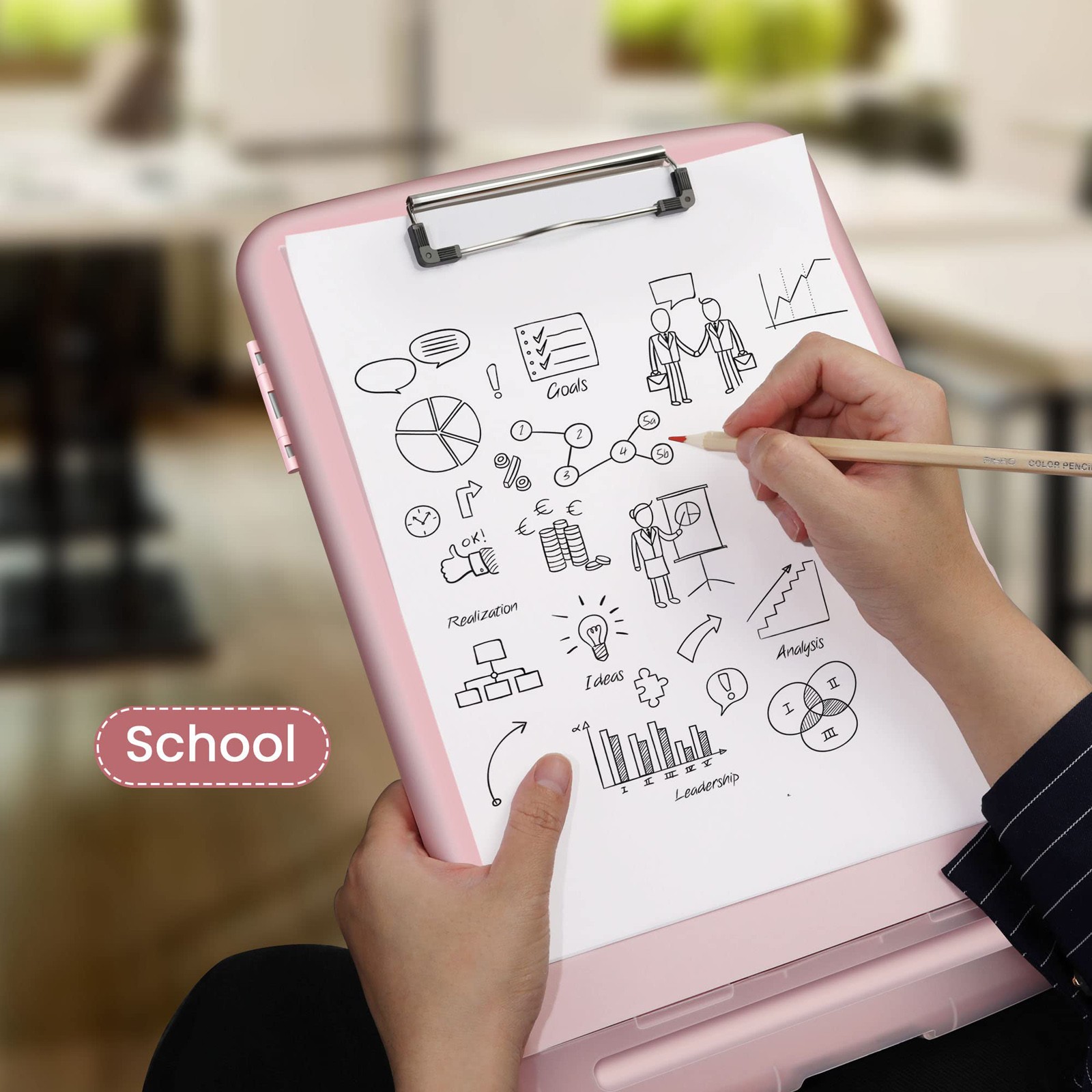 Heavy Clipboard With Storage And Pen Holder Pink Enclosed Clipboard Box