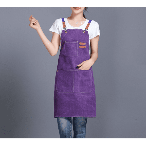 Heavy Cotton Artist Painter Work Apron - Adjustable Professional Gardening Tool Aprons - Barber Hairstylist Work Apron Cross Back Heavy Duty Canvas Cooking Chef Apron with 3 Pockets for Men Women