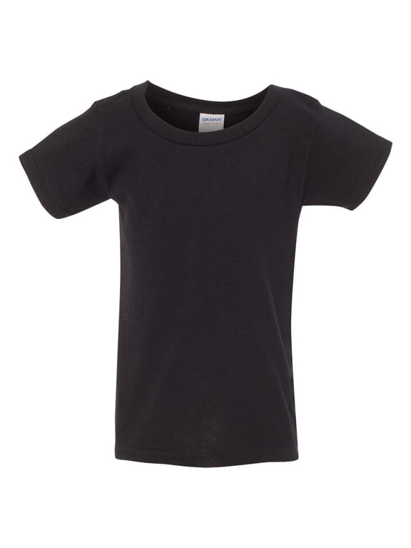 Toddler Heavy Cotton Crewneck T-Shirt Craft and DIY Short Sleeve Tee (Black, 2T)