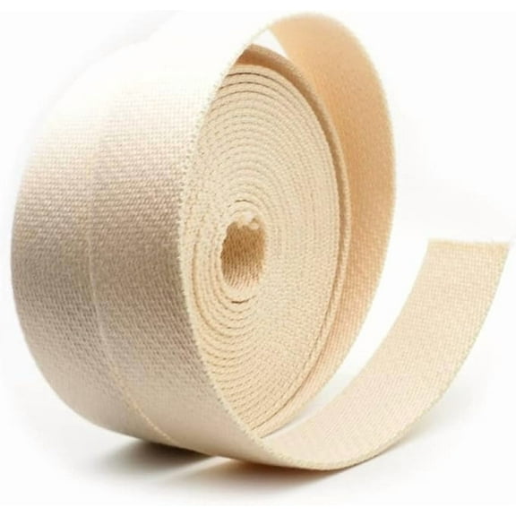 Heavy Cotton Webbing - Straps for Arts and Crafts, Luxury Bag Strap High Density Webbing (1 Inch x 5 Yards, Beige)