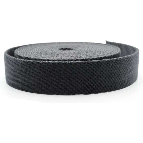 Heavy Cotton Webbing - Straps for Arts and Crafts, Luxury Bag Strap High Density Webbing (1 Inch x 5 Yards, Black)