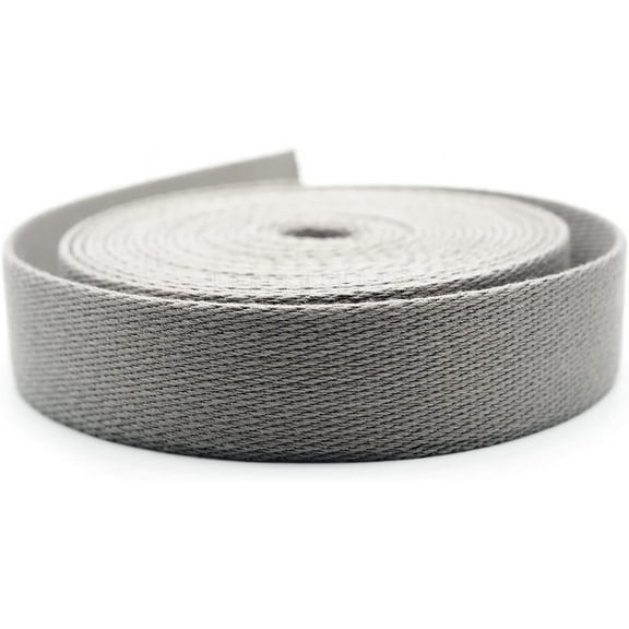Heavy Cotton Webbing - Straps for Arts and Crafts, Luxury Bag Strap High Density Webbing (1 Inch x 5 Yards, Gray)