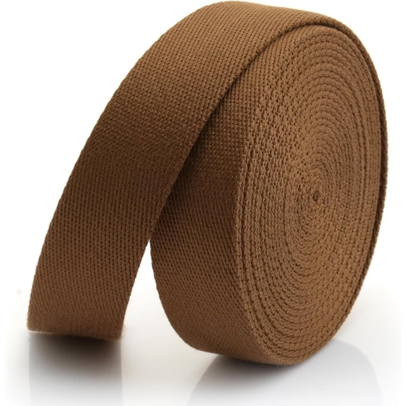 Heavy Cotton Webbing - Straps for Arts and Crafts, Luxury Bag Strap High Density Webbing (2 Inches x 5 Yards, Umber)