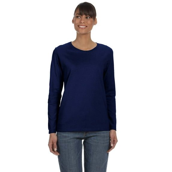 Heavy Cotton Women’s Long Sleeve T-Shirt – Gildan – G5400L, 3X, Navy