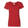 thumbnail image 1 of Heavy Cotton Women’s V-Neck T-Shirt, 3XL, Red, 1 of 3