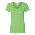 thumbnail image 1 of Heavy Cotton Women’s V-Neck T-Shirt, L, Lime, 1 of 3