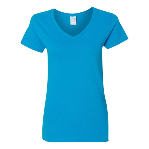 Heavy Cotton Women’s V-Neck T-Shirt, L, Sapphire