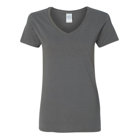 Heavy Cotton Women’s V-Neck T-Shirt, M, Charcoal