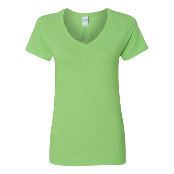 Heavy Cotton Women’s V-Neck T-Shirt, M, Lime
