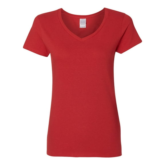 Heavy Cotton Women’s V-Neck T-Shirt, M, Red