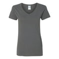 thumbnail image 1 of Heavy Cotton Women’s V-Neck T-Shirt, S, Charcoal, 1 of 3