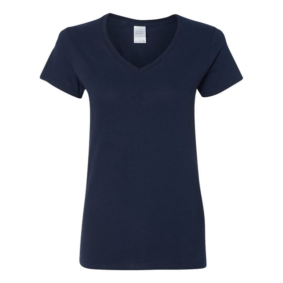 Heavy Cotton Women’s V-Neck T-Shirt, S, Navy