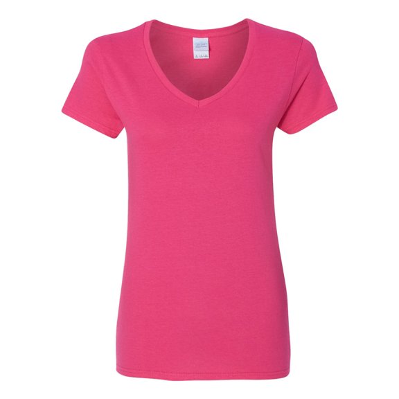 Heavy Cotton Women’s V-Neck T-Shirt, XL, Heliconia