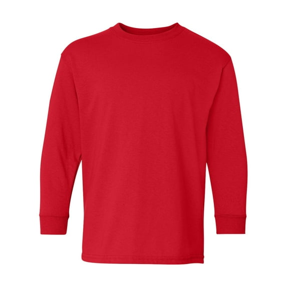Heavy Cotton Youth Long Sleeve T-Shirt, L, Red
