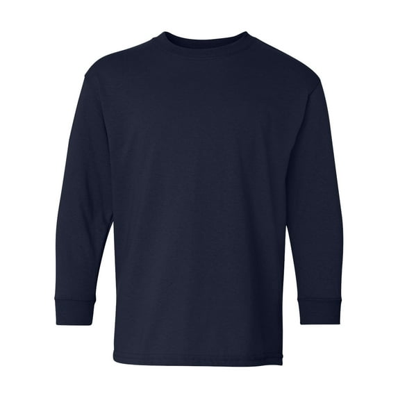 Heavy Cotton Youth Long Sleeve T-Shirt, M, Navy