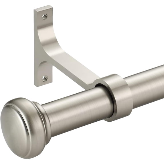 Heavy Curtain Rod,1 inch Long Curtain Rods for Windows 72 to 144 inch with Endcap and Premium Aluminum Brackets,Ceiling Mount Drapery Rods Outdoor Curtain Rod for Patio,Satin Nickel