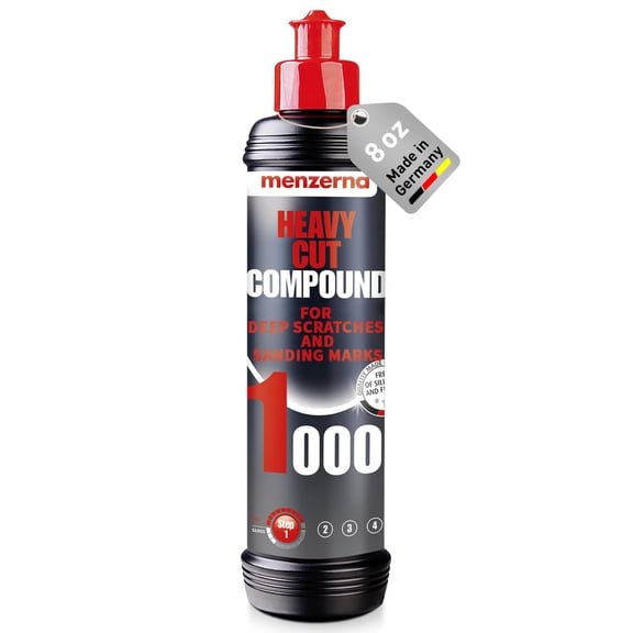 Heavy Cut Compound 1000" I Abrasive Polishing Compound for Deep Scratches, Sanding Marks, Swirls & Holograms I Buffing and Polishing Compound for Scratch Repair I Silicone Free I 8 fl oz.