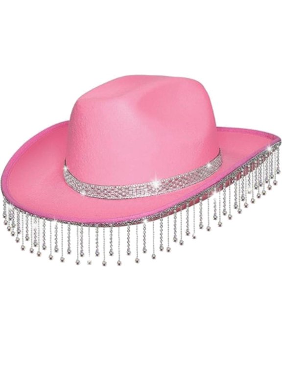Heavy Diamante Cowboy Hat Tassels Knight Hat for Disco House Cocktail Parties Vacation Sparkly Tassels for Comedian