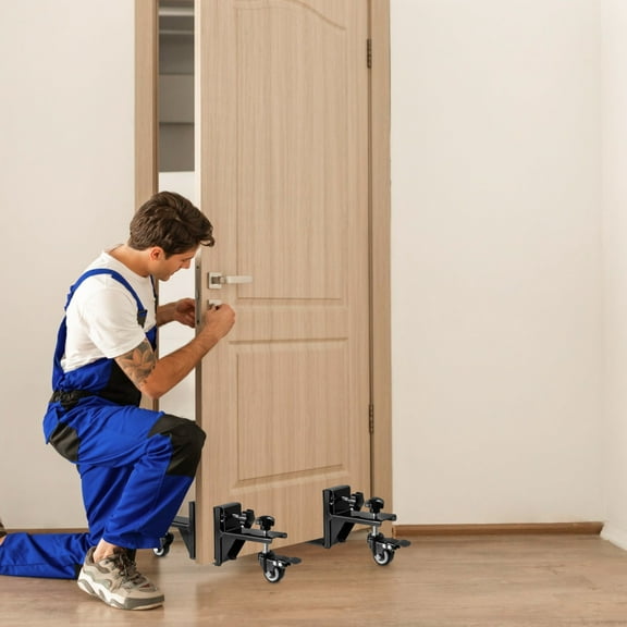 Heavy-Door Installation Trolley - Industrial Steel Carrier with Adjustable Arms & 4 Smooth-Rolling Wheels, 500LB Limit
