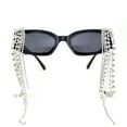 thumbnail image 1 of Heavy Dripping Rhinestone Tassel Bling Luxury Rectangle Sunglasses All Black, 1 of 4