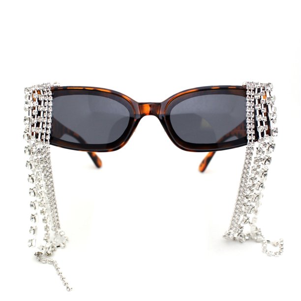 Heavy Dripping Rhinestone Tassel Bling Luxury Rectangle 