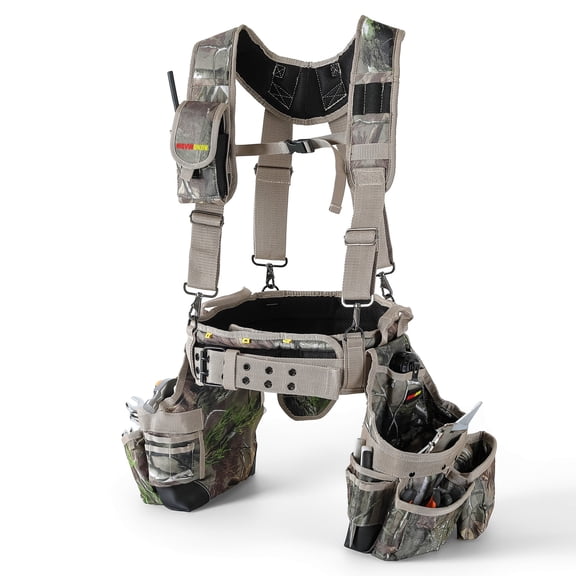 Heavy Duty Tool Belt with Suspenders - Framer Tool Apron, Construction Tool Pouch Rig for Carpenter & Electrician