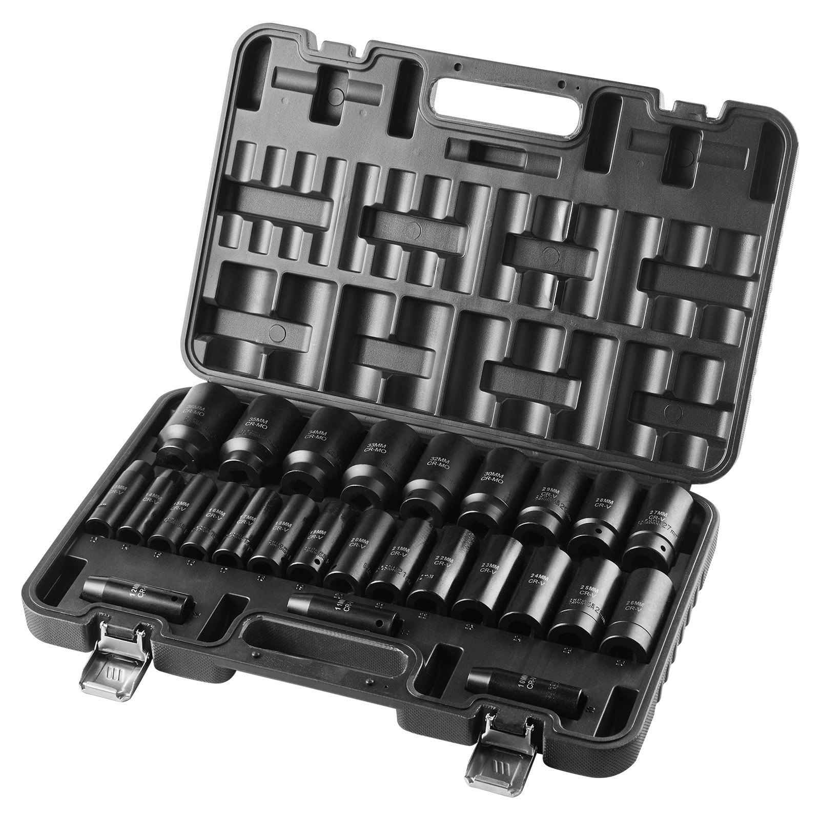 Drive Impact Socket Set 1/2" 26 Piece Deep Sockets Set Metric 11mm -36mm
