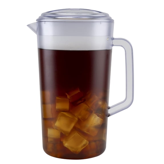 Heavy-Duty 1 Gallon Plastic Pitcher with Lid, Clear, BPA Free