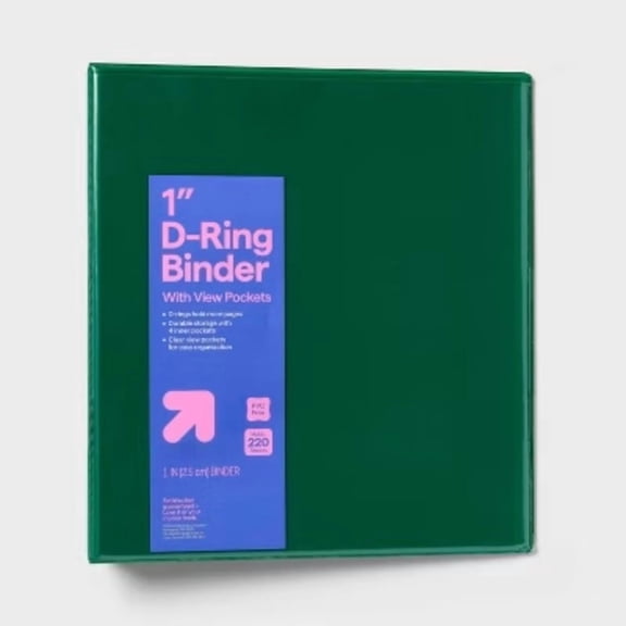 Heavy Duty 1 Inch 3 Ring D-Ring Binder - Navy Blue, Clear View Cover, 220 Sheet Hold, Internal Pockets