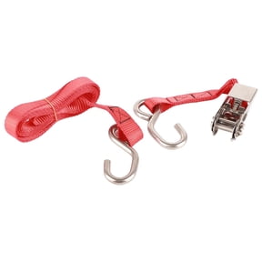 Heavy Duty 1-Inch Ratchet Tie Down Straps 10 ft / 3 m Rust Proof Stainless Steel Buckle Securing Cargo Strap Set for Vehicles Ships Transport Cargo Luggage, Red