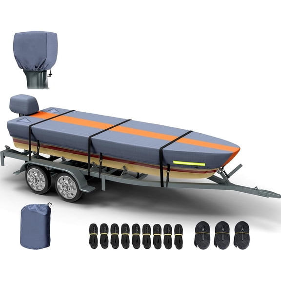 Heavy Duty 10-12ft Jon Boat Cover, & , Trailerable Boat Cover with Cover & Storage Bag for -Weather Protection
