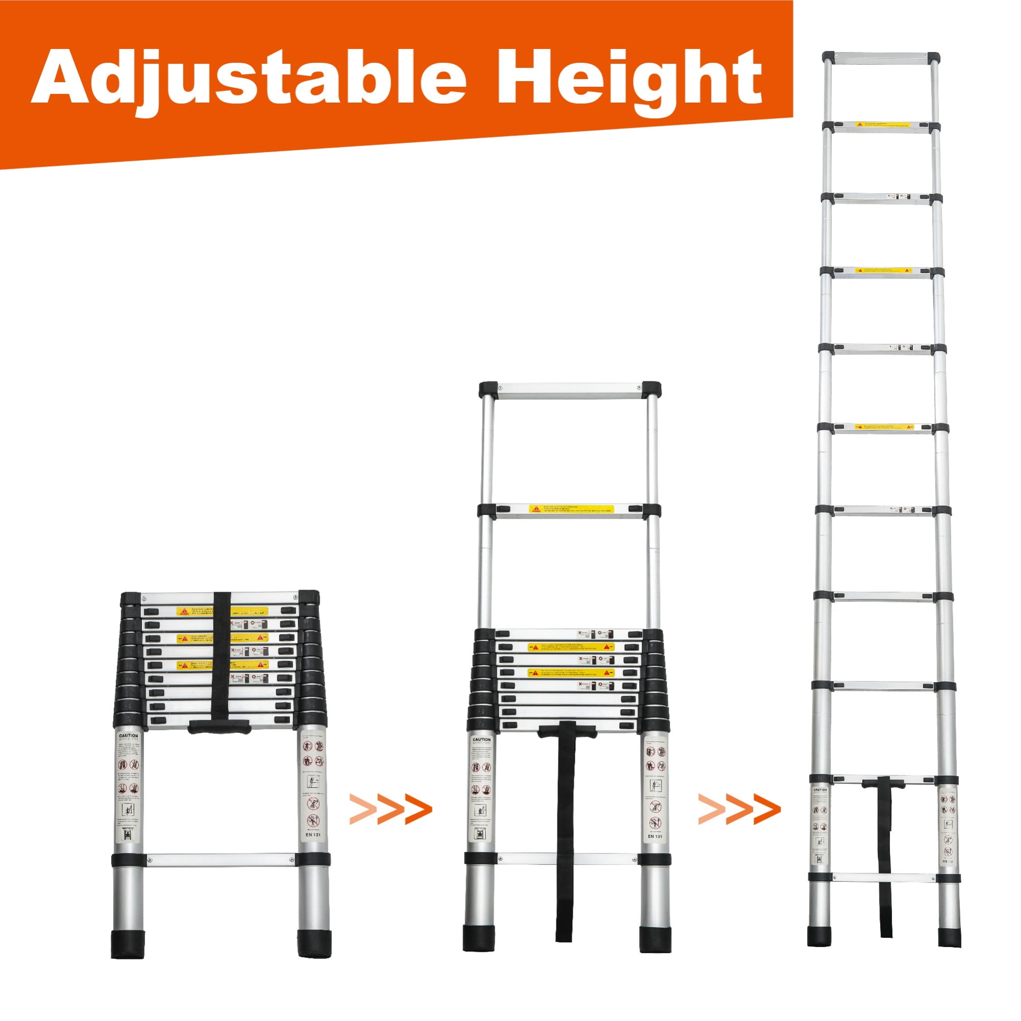 Heavy-Duty 10.5-Foot Telescoping Ladder with Aluminum Alloy Construction, Folding Extension Ladder for Indoor and Outdoor Use, 300 lb Capacity, Black