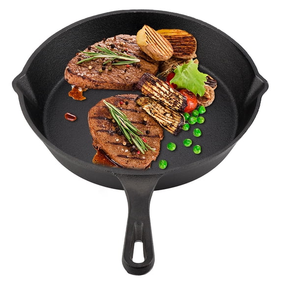 Heavy Duty 10.75 Inch Cast Iron Frying Pan Pre Seasoned Round Skillet Pan for Searing Sauting Baking, Induction Compatible Cast Iron Cookware (10.75 inches / 27.3 cm)