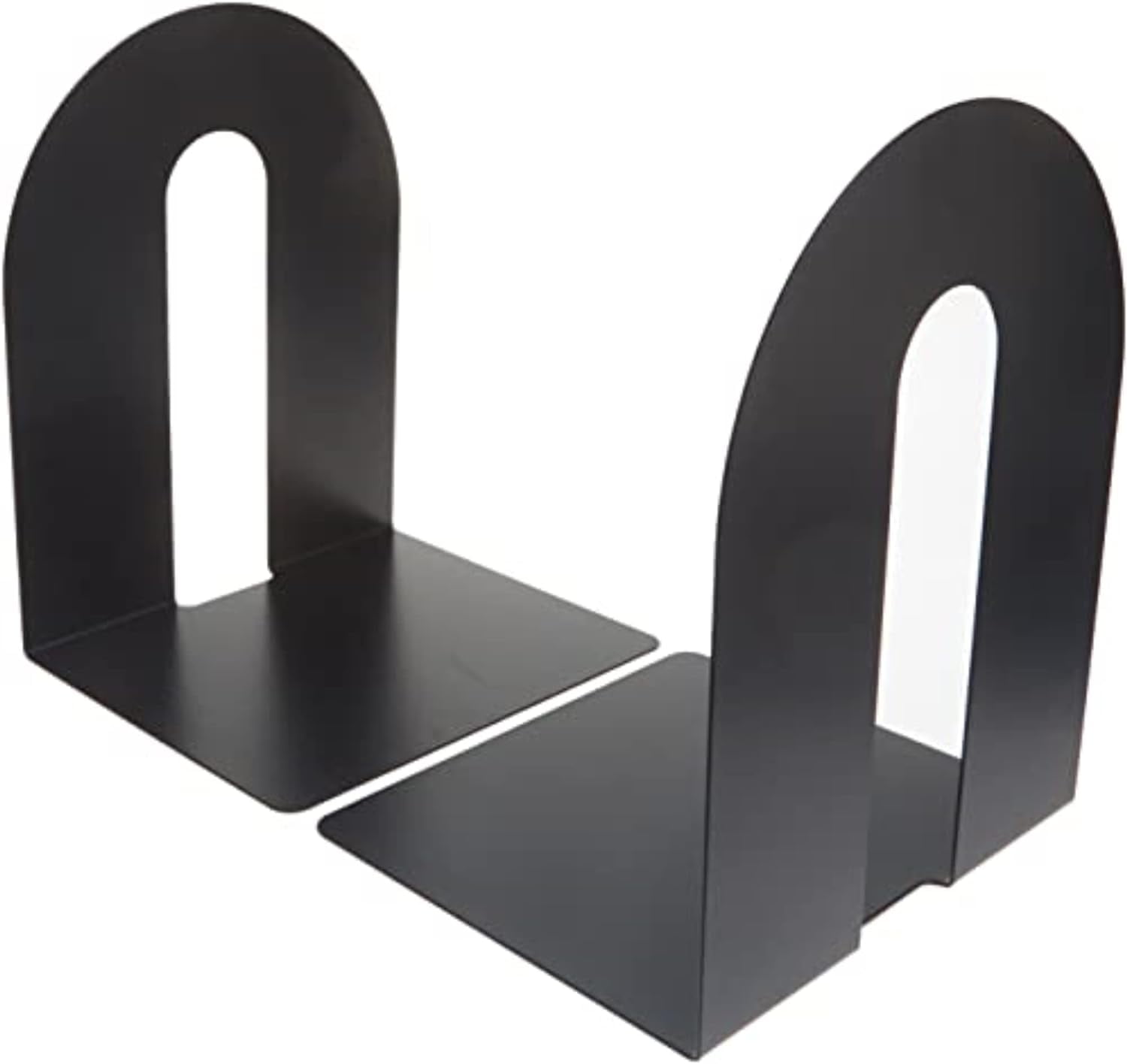 Enamel-Coated Steel Heavy-Duty Bookends with Non-Slip Base, Black