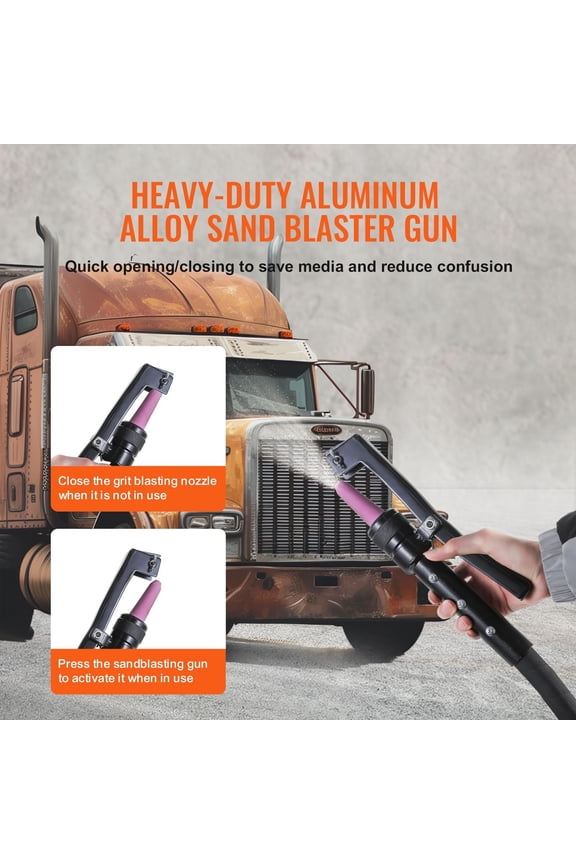 Heavy Duty 10 Gallon Sandblaster Kit with 2 Ceramic Nozzles,60-110 PSI Portable Abrasive Blaster for Rust&Paint Removal-Industrial Sand Blasting Tank