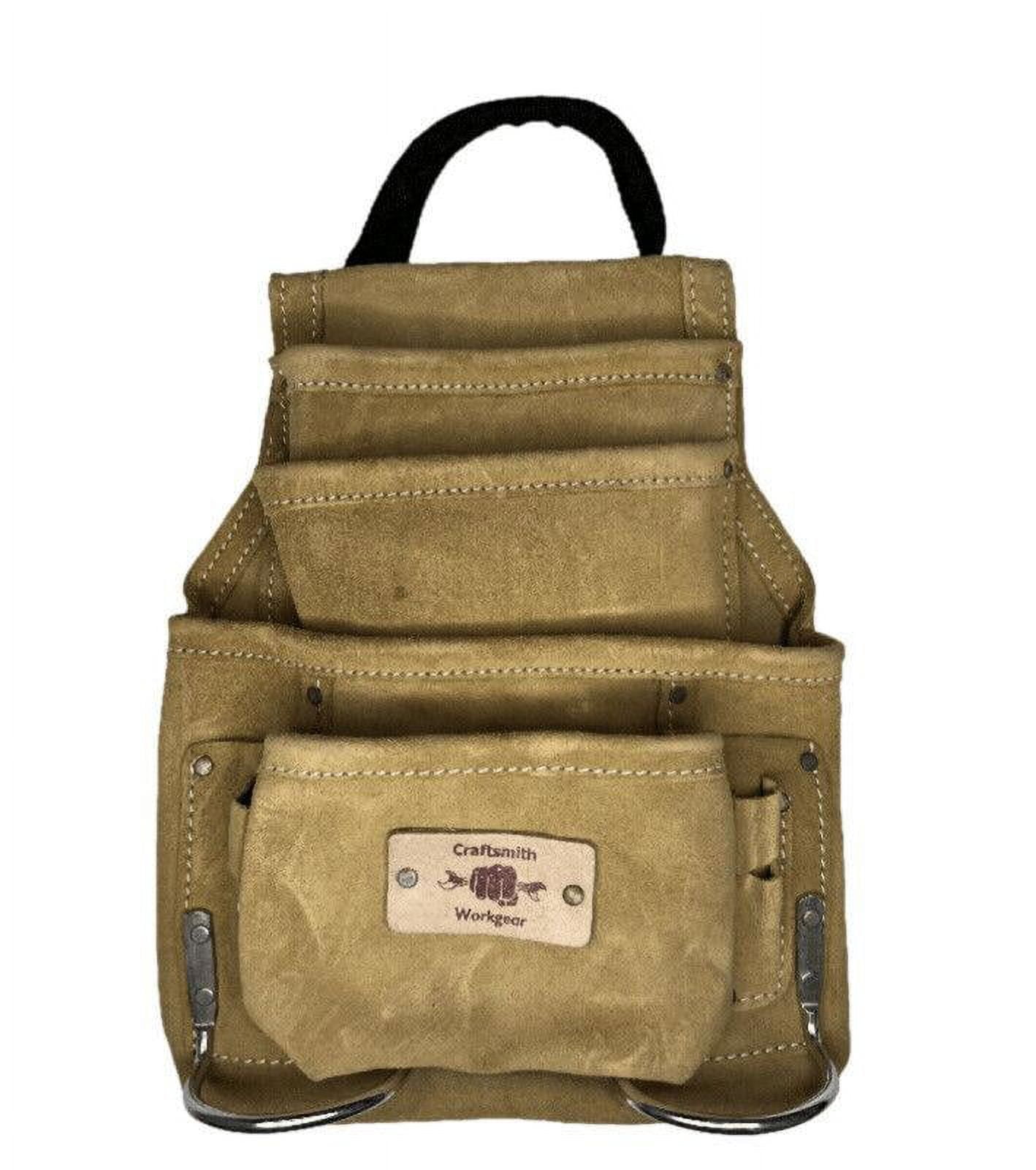 Heavy Duty 10 Pocket Suede Leather Tool Pouch, Framer, Plumber