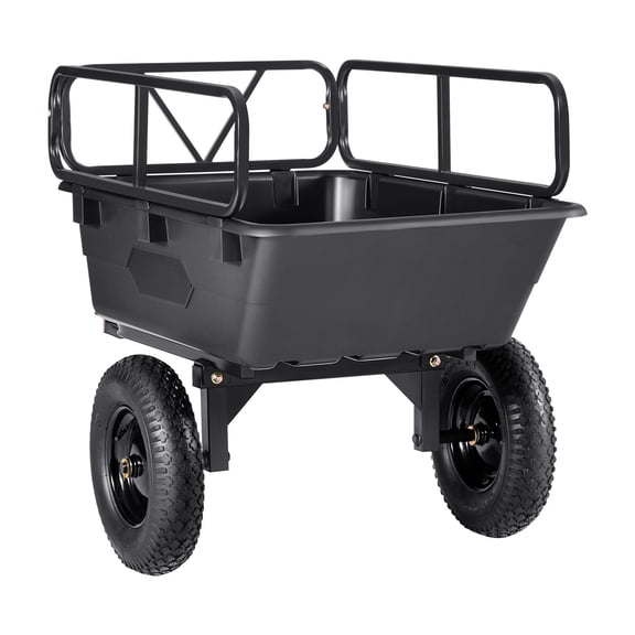 Heavy Duty 10 cu ft Utility Cart, 500 lb Capacity Tow Trailer for Lawn Tractor, ATV&Garden Hauling with 16" Tires&Foot Brake