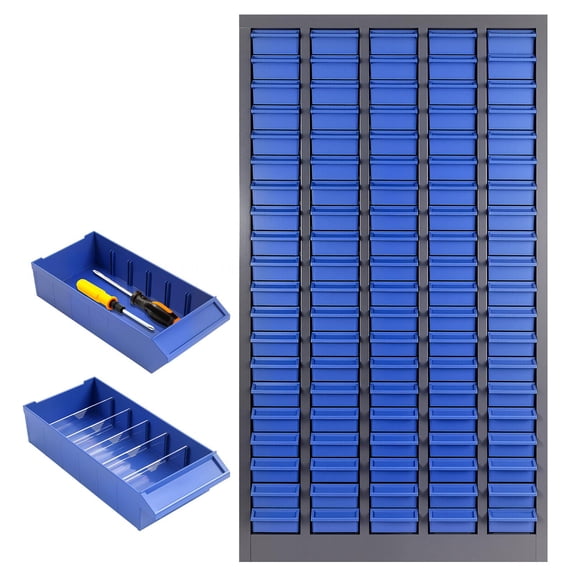 Heavy Duty 100-Drawer Metal Parts Storage Cabinet, Industrial Hardware Organizer with Transparent Drawers, Label Slots Secure Stop, Multi-Purpose Storage Chest for Small Tools, Screws, Craft Suppli
