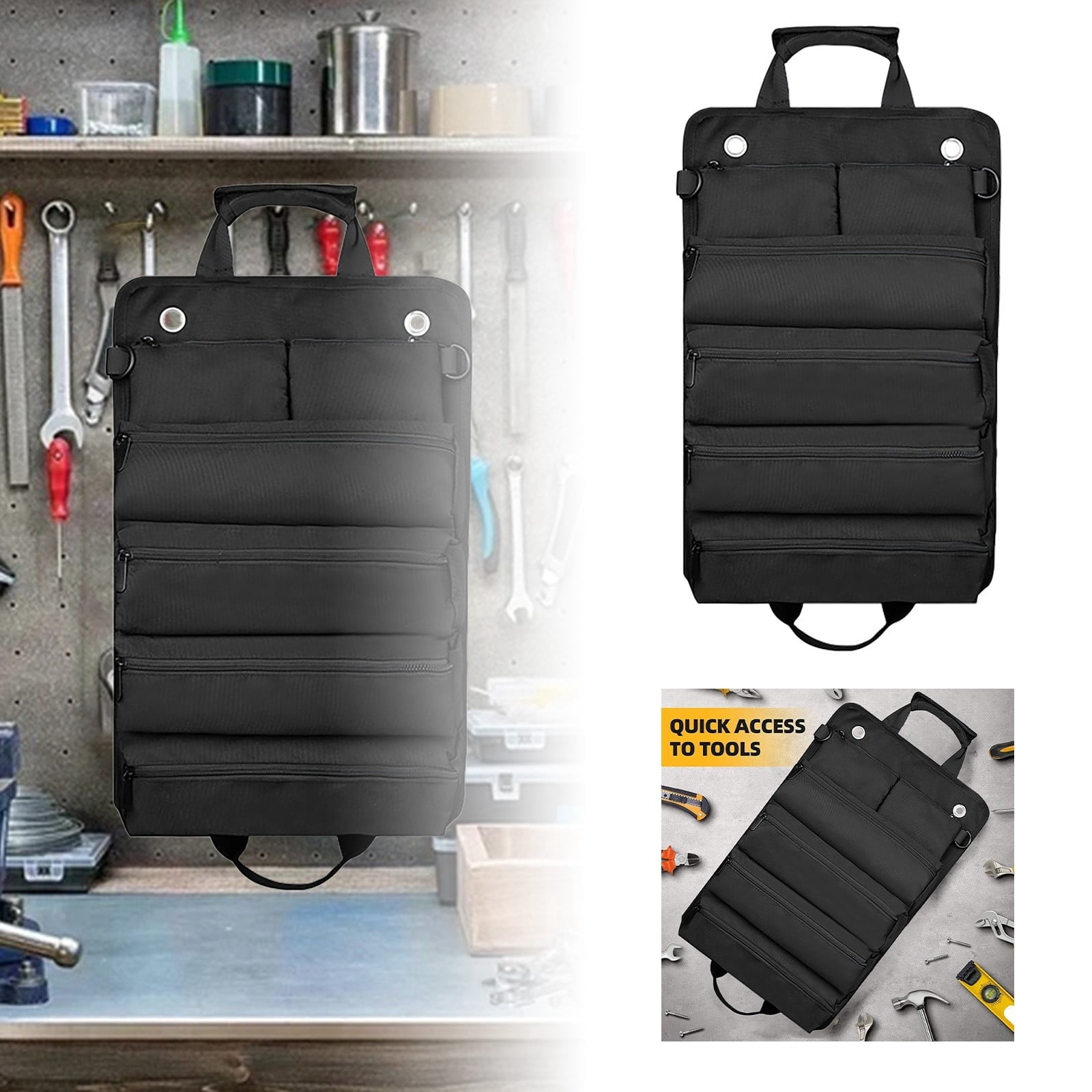 Heavy-Duty 1000D Tool Roll Bag – 40x30cm Foldable Organizer for Mechanics, Travel & Emergency Kits