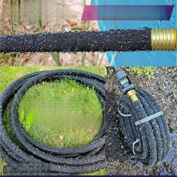 Heavy Duty 100FT 5/8" Soaker Hose, Ultra-Flexible Garden & Lawn Drip Irrigation Hose with Solid Brass Connectors, Perfect for Raised Beds