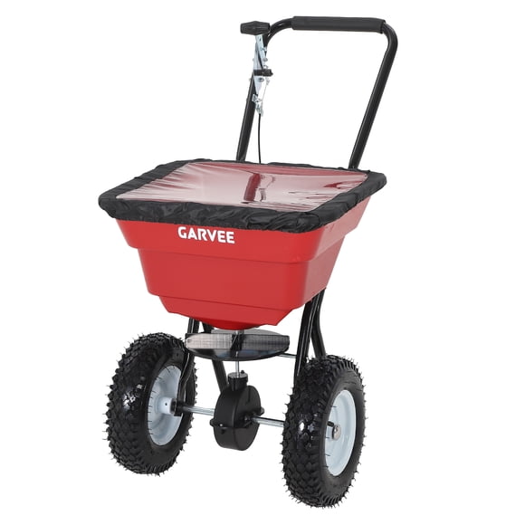 Heavy Duty 100L Push Broadcast Spreader – 12FT Wide Coverage, 13in All-Terrain Wheels, Adjustable Stream Control, Walk Behind Fertilizer, Seed, Salt & Ice Melt Spreader