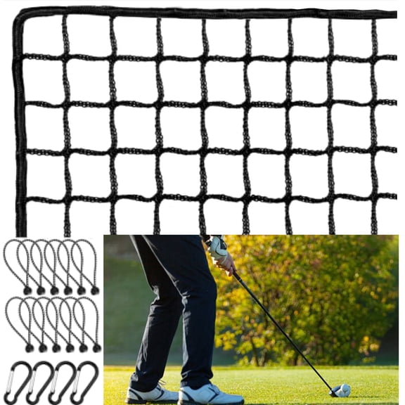 Heavy Duty 10FT x 20FT High Impact Golf Netting Mesh Easy Set Up Net Multi-Sports Netting Include Metal Hook Baseball Soccer Hockey Indoor Outdoor Ideal Backyard Training Barrier