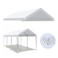 thumbnail image 1 of Heavy Duty 10x20 FT Carport Replacement Canopy Cover - Waterproof UV Resistant Shelter with 40 Ball Bungee Cords, Tear-Resistant Garage Top for Vehicles & Outdoor Equipment, White (Cover Only), 1 of 9