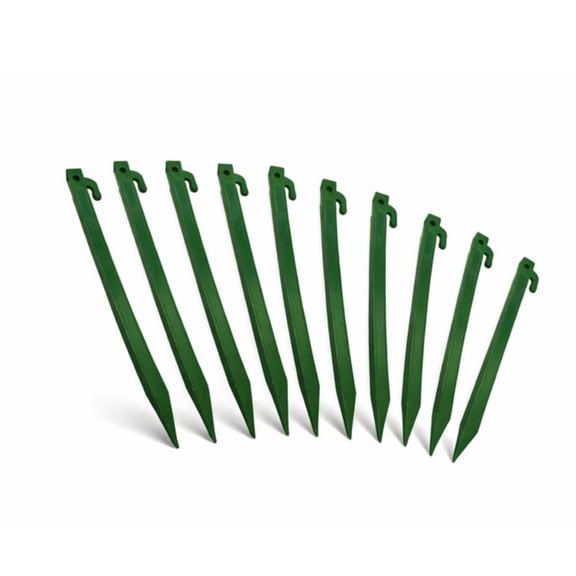 AnchorStake 12” Tent, Tree & Canopy Garden Stakes, Heavy-Duty ABS Rust-Free Ground Anchors, Green, 10-Pack