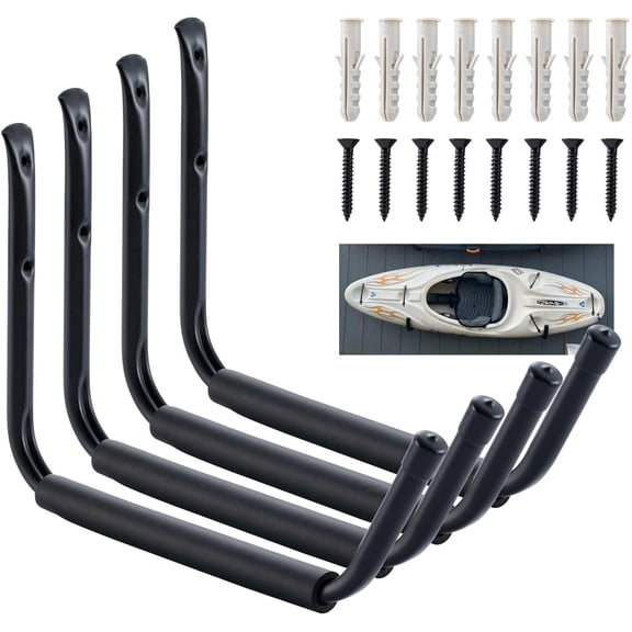 Heavy Duty 11" Jumbo Garage Wall Hooks 4 Pack 45 LB Kayak Storage Rack, Mount for Canoe, Bicycle, Ladder & Large Gear