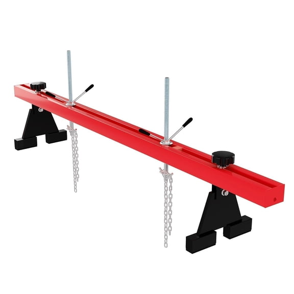 Heavy Duty 1100 LB Engine Support Bar - Adjustable Height, Dual Hooks, Motor Lift Hoist with Load Leveler for Auto Repair & Garage Crane - Red | 1.5-meter balance frame