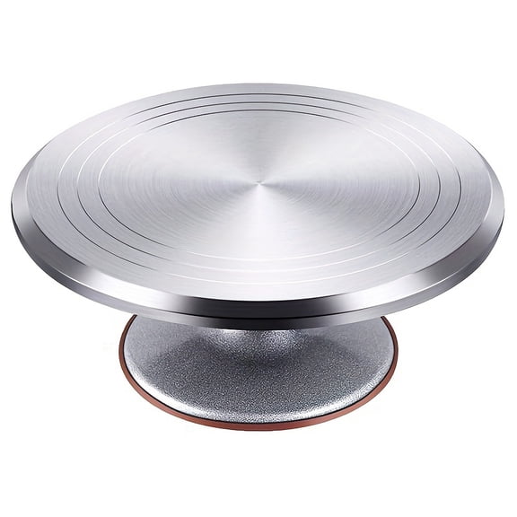 Heavy-Duty 12 Inch Rotating Cake Stand, Aluminum Alloy Turntable, Smooth Spinning & Non-Slip Stable Base, Easy to Clean for Home, Wedding, Birthday & Professional Bakery Use