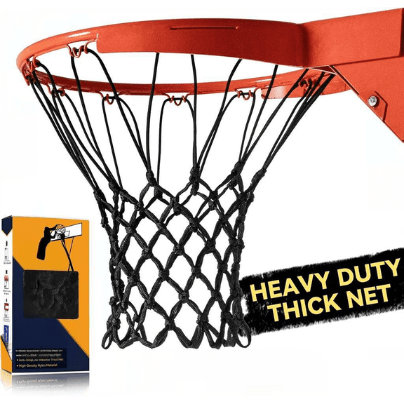 Heavy Duty 12 Loop Basketball Net Replacement All Weather Anti Whip 21 Inch Black 4 Pcs