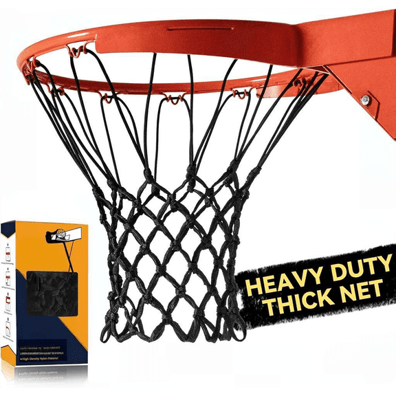 Heavy Duty 12 Loop Basketball Net Replacement All Weather Anti Whip Black 6 Pcs